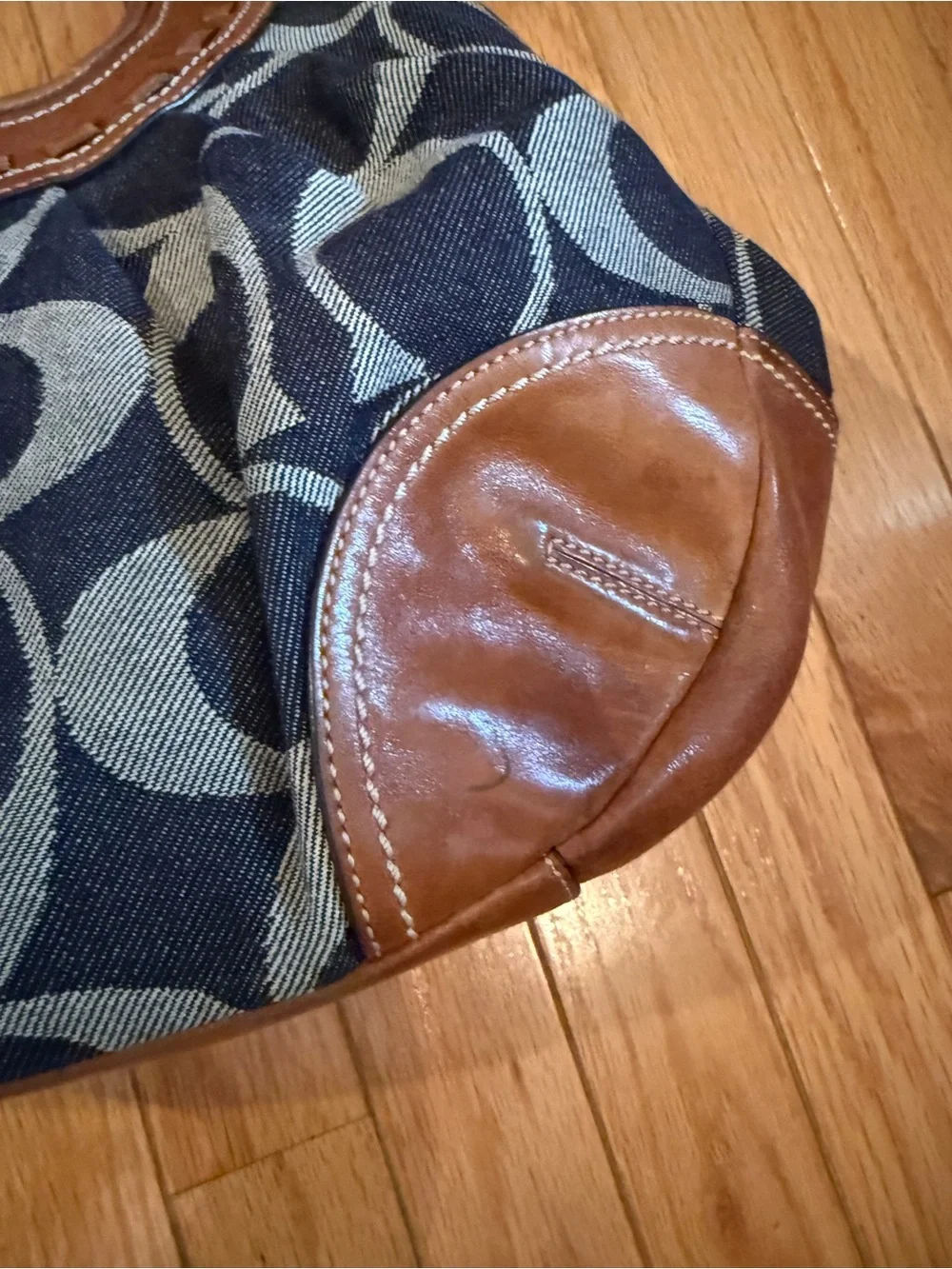 Coach Ergo Signature Denim Pleated Hobo Bag w/ Large Kisslock & Tattersall